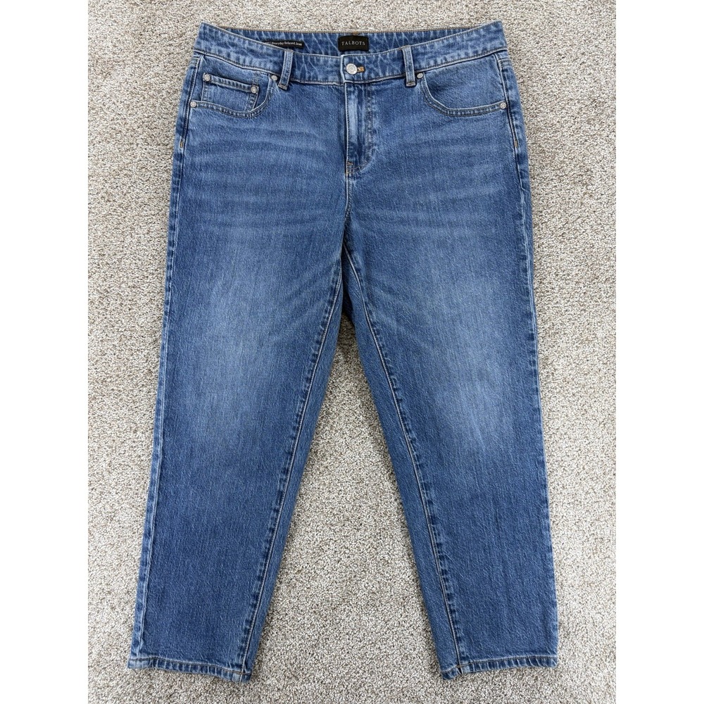 Talbots Everyday Relaxed Ankle Jeans Womens 10P Blue Bristol Wash Stretch Denim